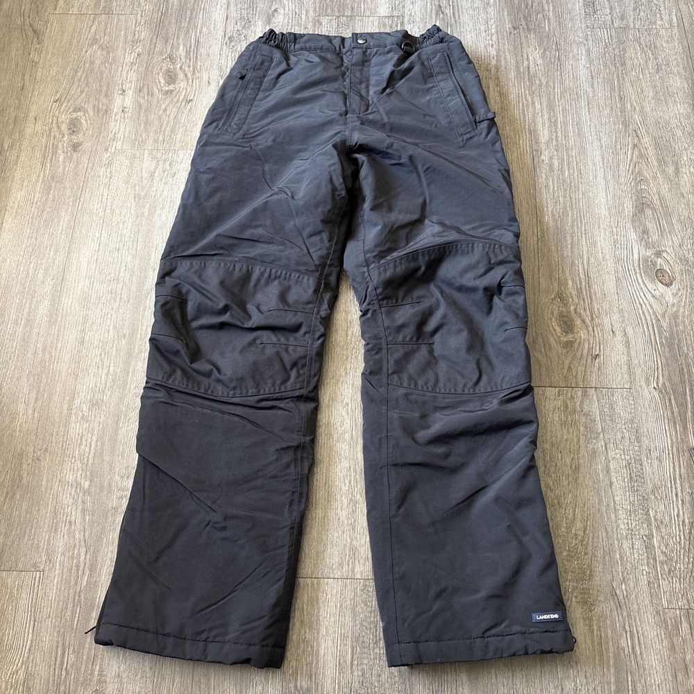Lands’ End Kids Snow Ski Pants Size 14 Black Insulated Winter Snowboard